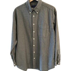 John Ashford Men’s Cotton Button-Down Shirt: Woven Brown Plaid, Size L